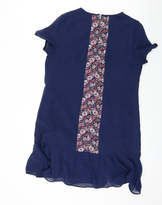 Preworn Womens Blue Floral A-Line Size 12