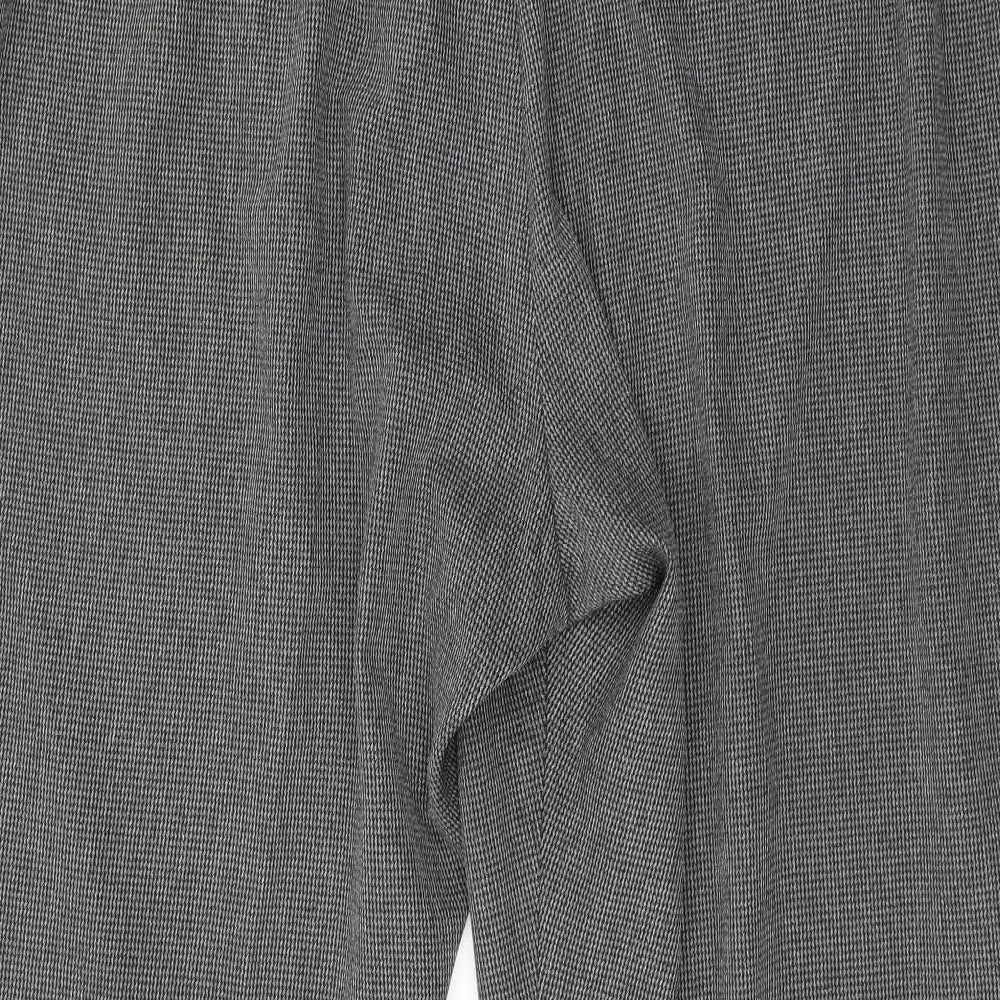 Brand and care label for Bonmarché women’s grey check trousers, size UK 24, 26-inch leg