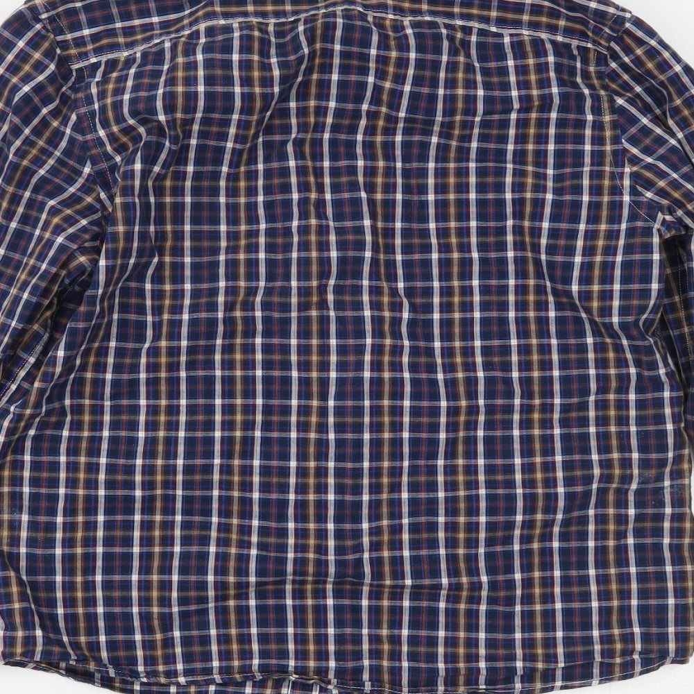 George Mens Blue Plaid Button-Up Size S