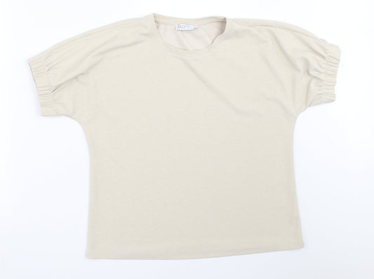 Womens UK Size 12 Papaya Beige Basic T-Shirt