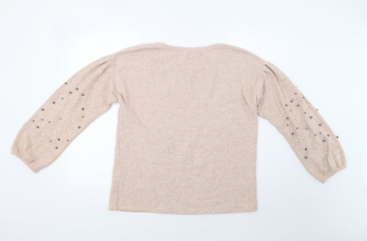 Womens UK Size 12 Papaya Pink Pullover Jumper