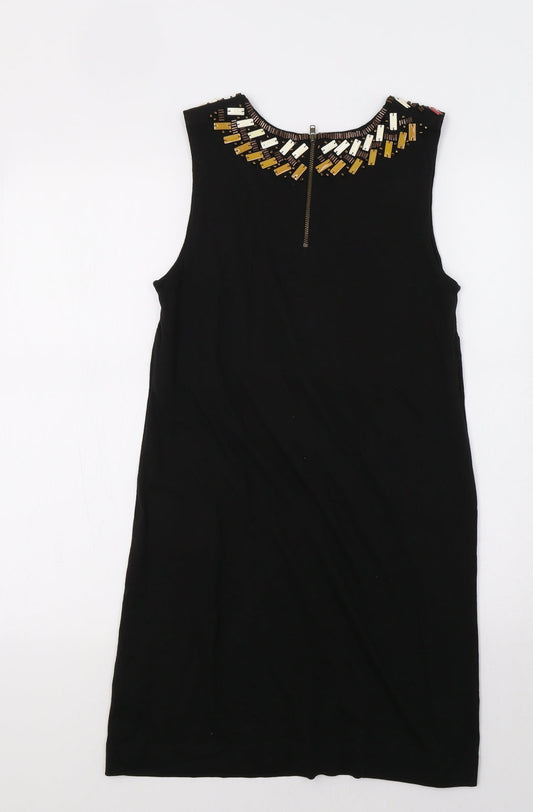 French Connection Womens Black A-Line Size S - Embellished Collar