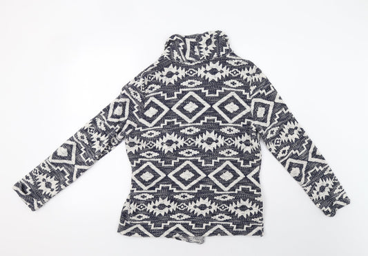 George Womens Blue Geometric Overcoat Coatigan Size 14