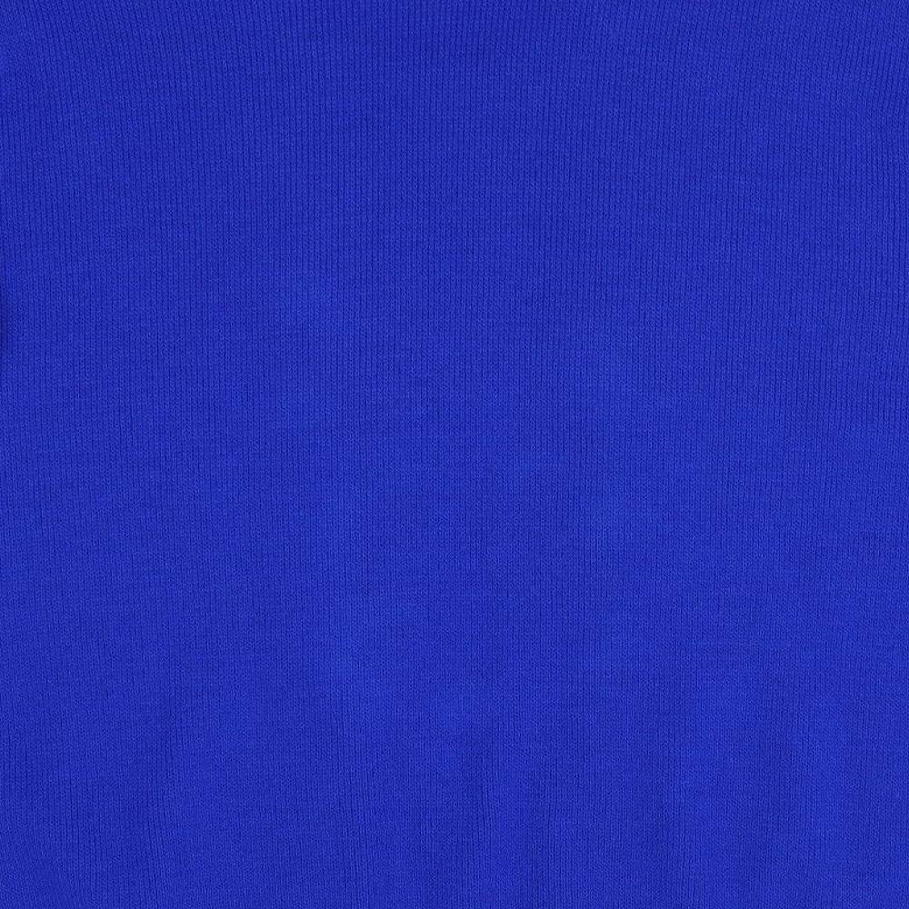 Brand and care label for Envy women’s blue geometric jumper, size XL, - faux cardigan front