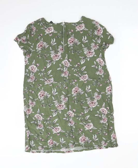 FOREVER 21 Womens Green Floral Basic T-Shirt Size S