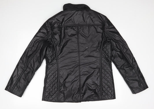 Back view of Gerry Weber women’s black overcoat coat, size UK 12