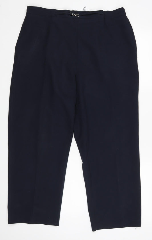 Womens UK Size 18 BHS Regular Fit Dress Pants Blue Trousers