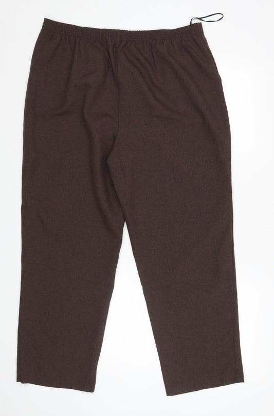 Back view of Bonmarché women’s brown dress pants trousers, size UK 16, 26-inch leg
