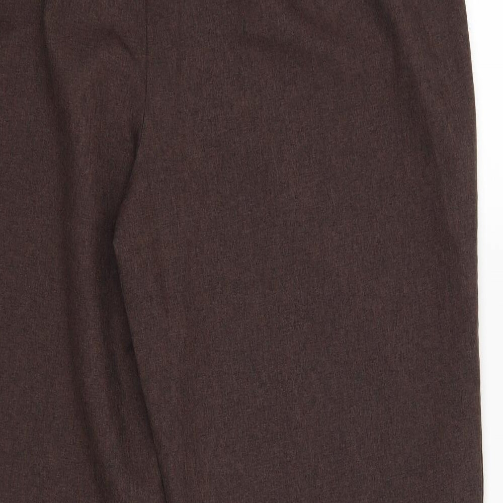 Brand and care label for Bonmarché women’s brown dress pants trousers, size UK 16, 26-inch leg