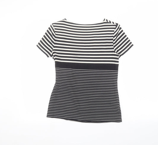 Womens UK Size S Country Club Black Basic T-Shirt