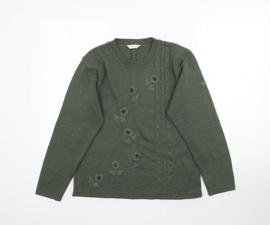 Womens UK Size 12 Daxon Green Pullover Jumper