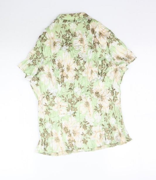 BHS Womens Green Floral Basic Blouse Size 16