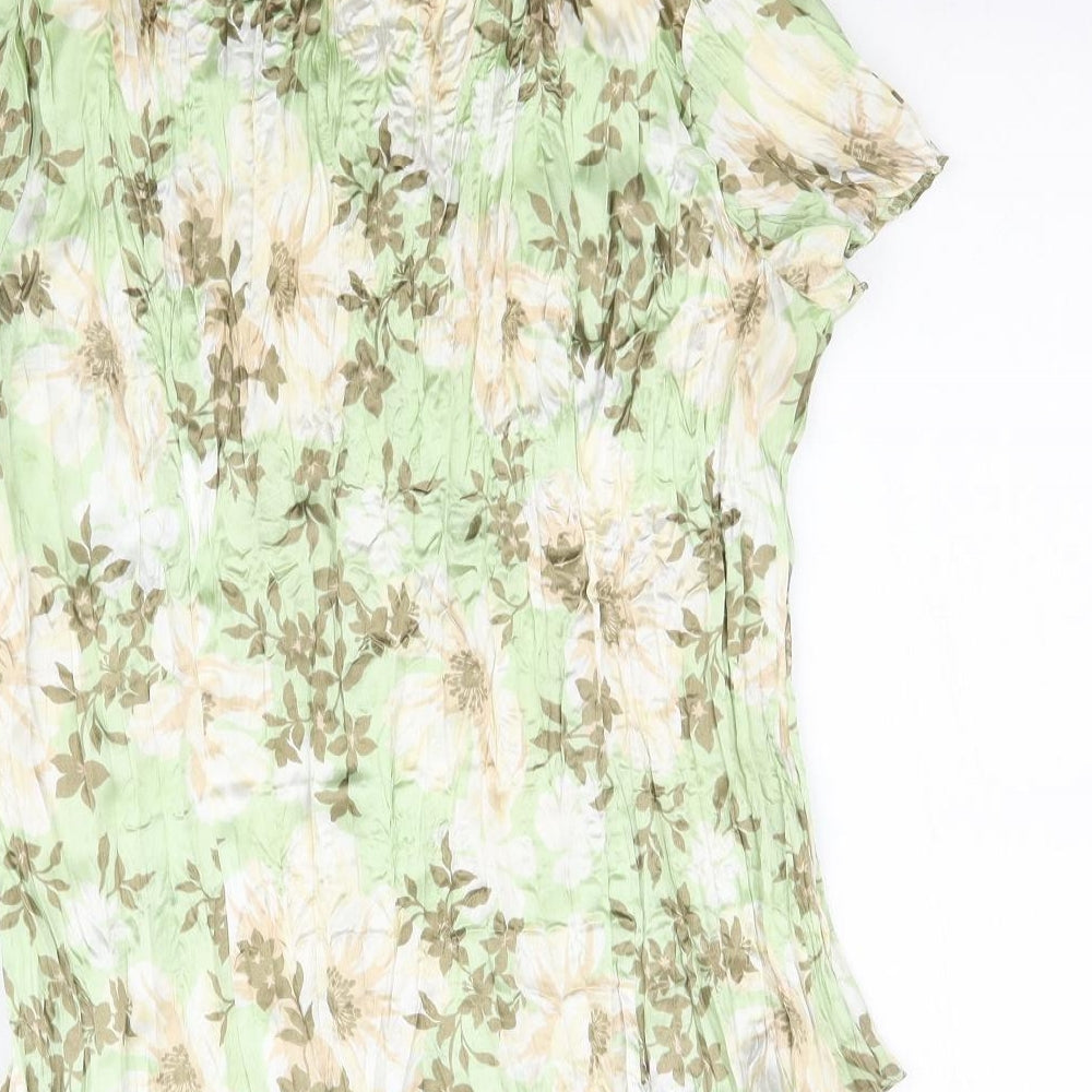 BHS Womens Green Floral Basic Blouse Size 16