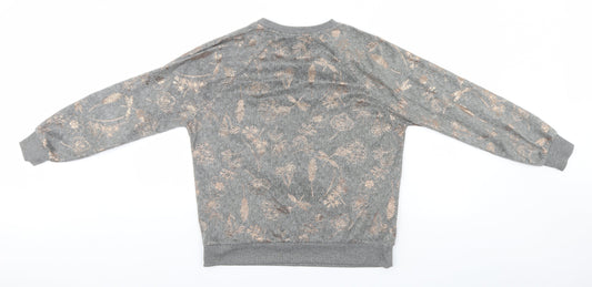 F&F Womens Grey Floral Pullover Jumper Size S