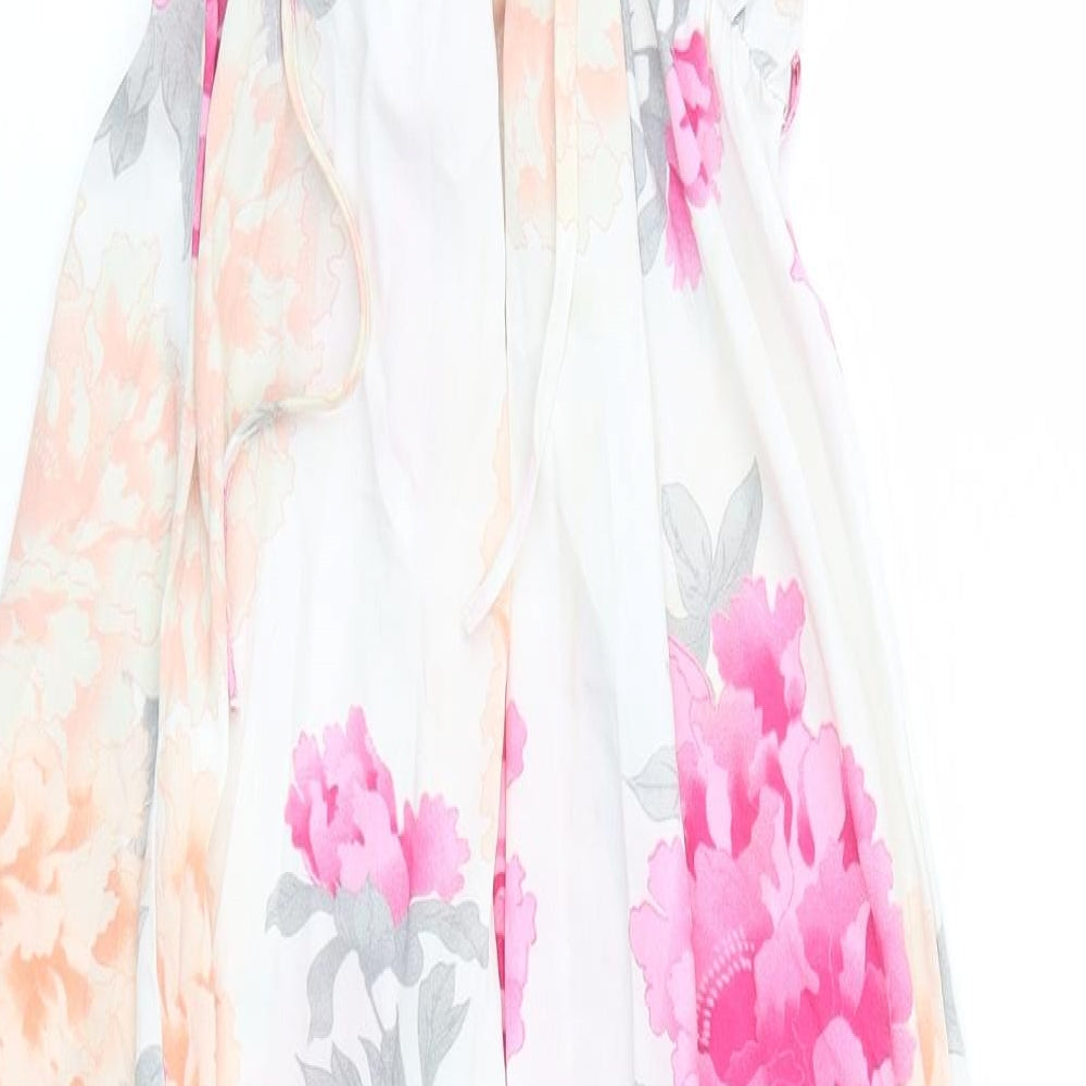 Dorothy Perkins Womens White Floral A-Line Size 8