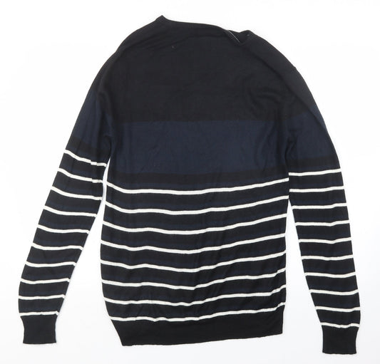 Cedar Wood State Mens Blue Striped Knit Pullover Jumper Size S