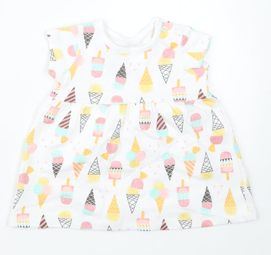 Nutmeg Girls White Geometric T-Shirt Dress Size 3-6 Months