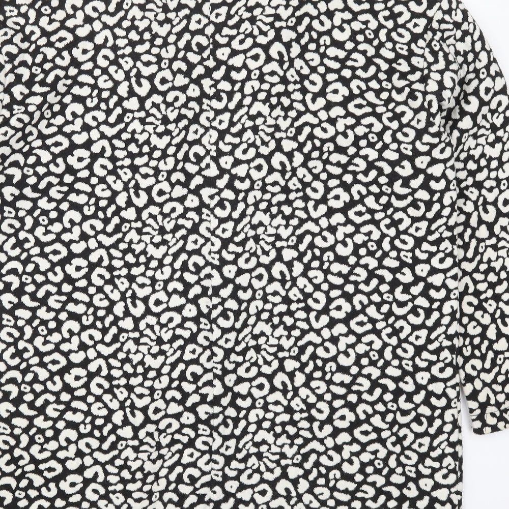 Brand and care label for M&Co women’s black animal print jacket, size UK 14, - black and white