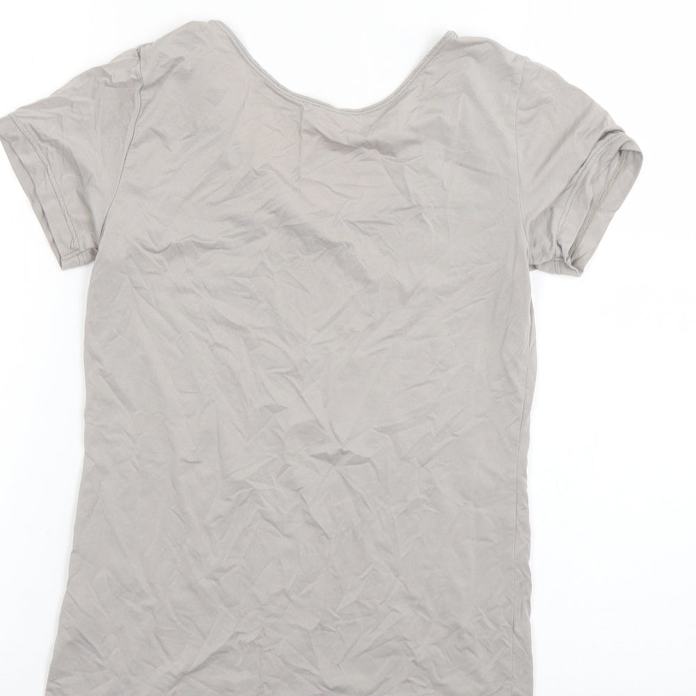 alrism Womens Grey Basic T-Shirt Size S