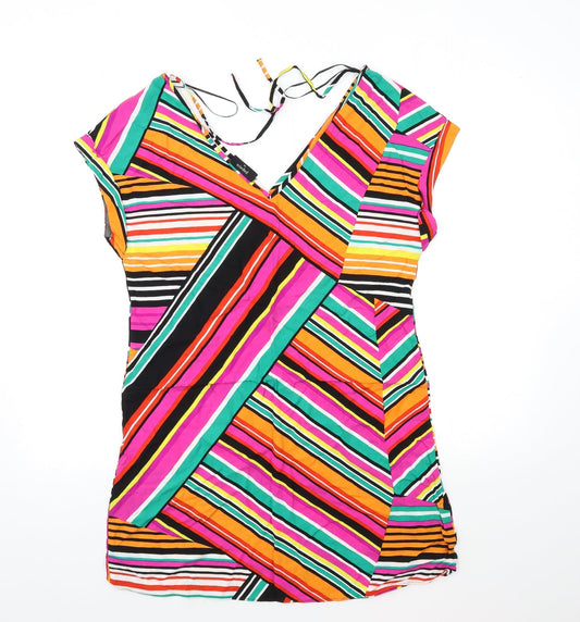 Papaya Womens Pink Striped Basic Blouse Size 10