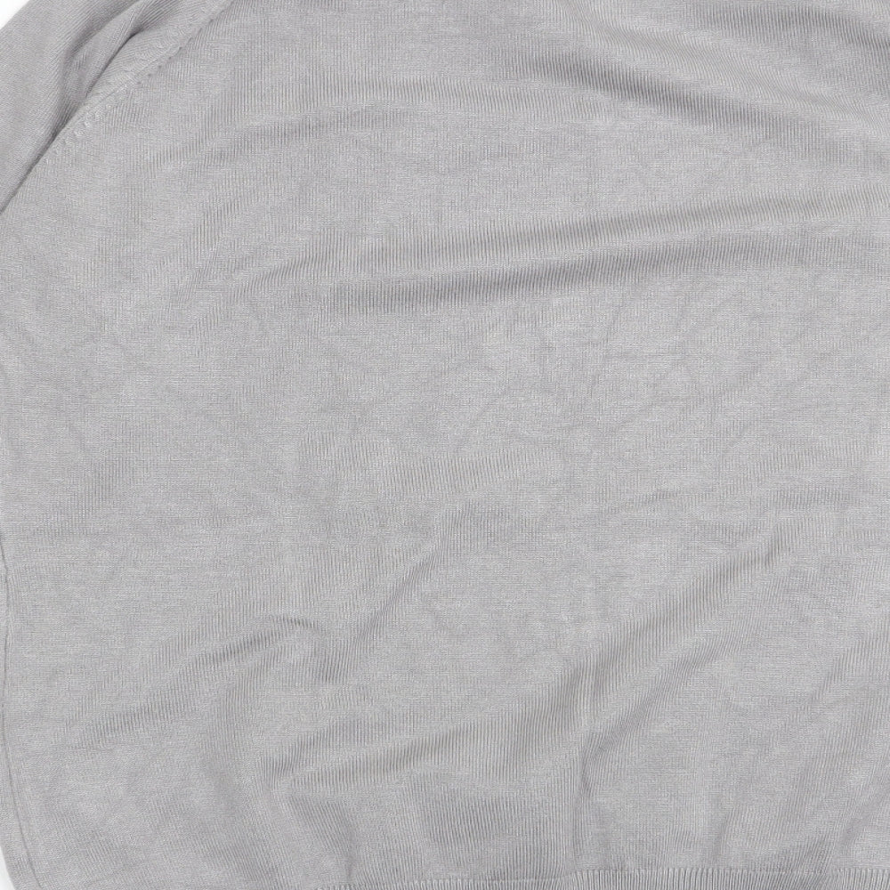 Womens UK Size M BASSINI Grey Basic T-Shirt