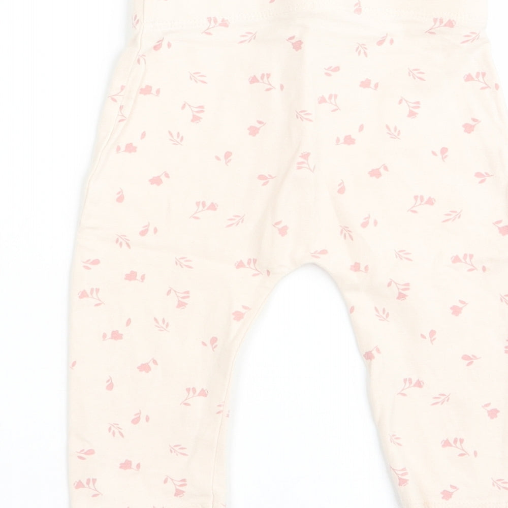 Asda George Girls Beige Floral Jogger Leggings Size 3-6 Months - legging