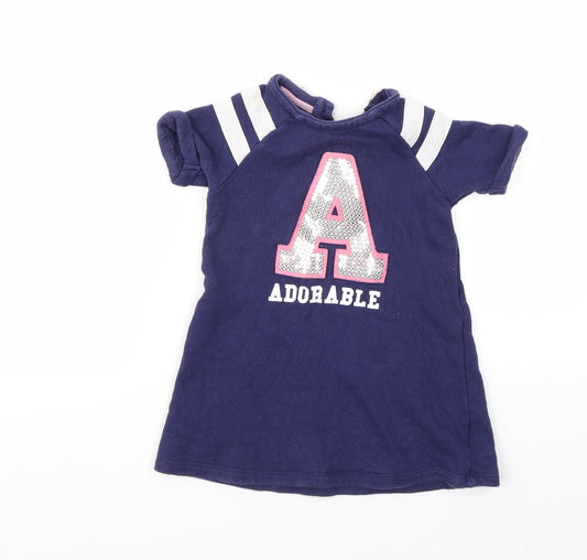 M Girls Blue Argyle/Diamond Fit & Flare Size 2-3 Years