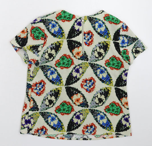 Atmosphere Womens White Floral Basic Blouse Size 8