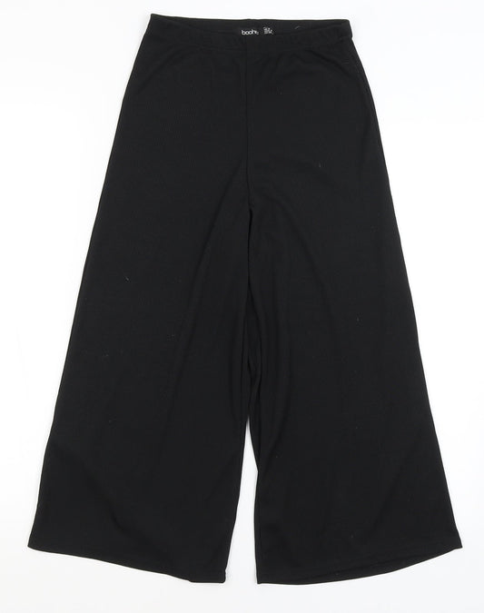 Womens UK Size 8 Boohoo Regular Fit Cropped Black Trousers