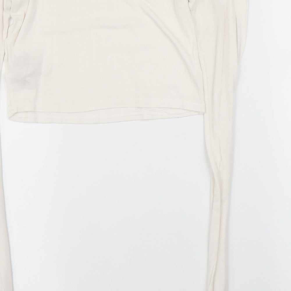 Boohoo Womens White Cropped Blouse Size 8