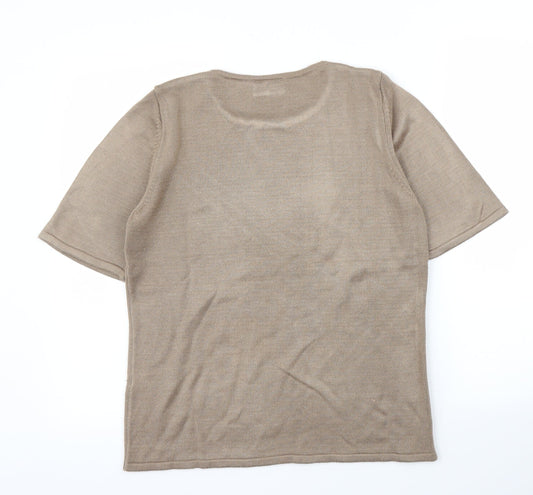 Womens UK Size 12 BHS Brown Basic T-Shirt