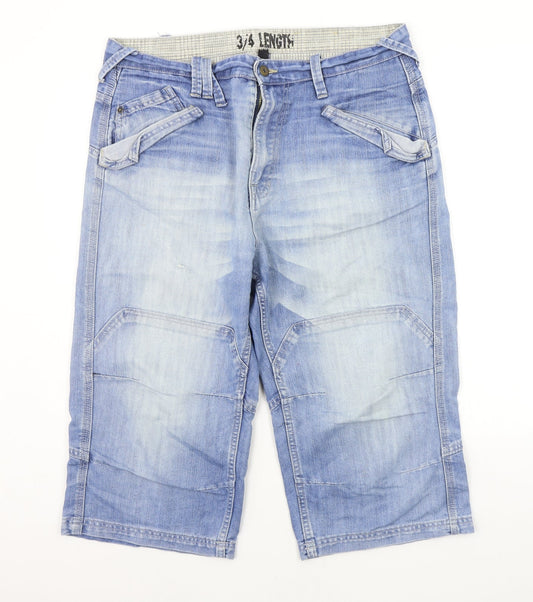 Womens UK Size 36 in Denim & Co. Regular Fit Cropped Blue Trousers