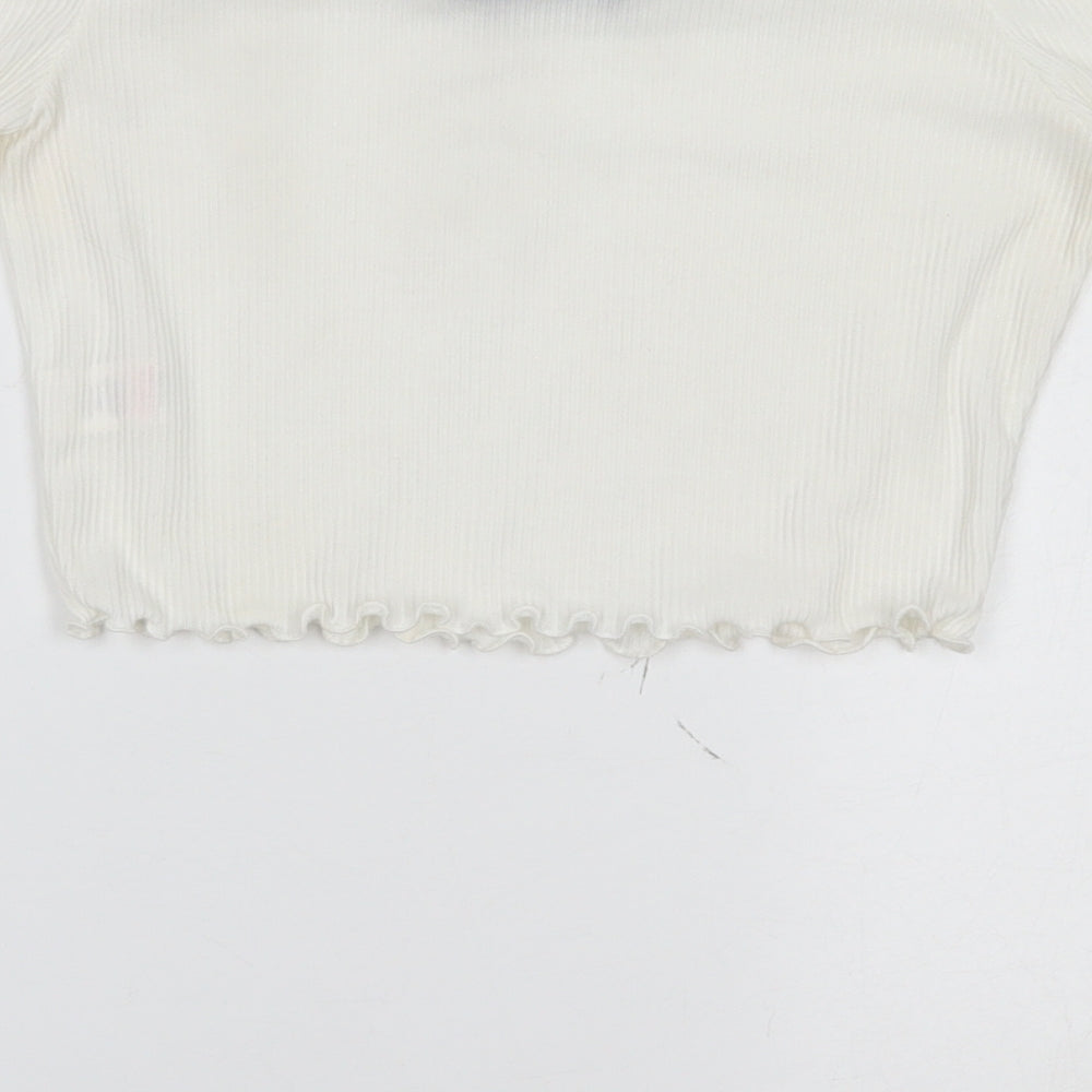 Womens UK Size 6 PRETTYLITTLETHING White Cropped Blouse