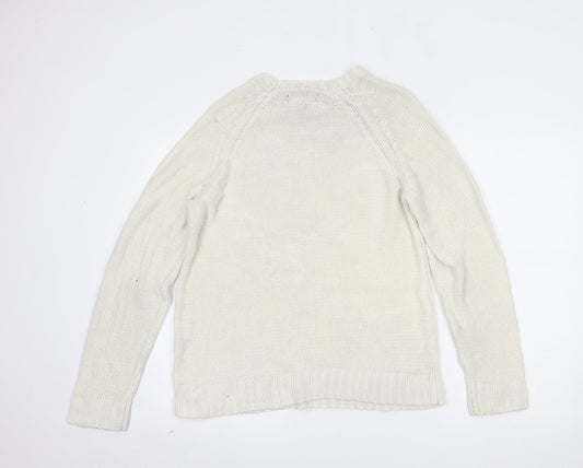 FOREVER 21 Womens White Pullover Jumper Size L
