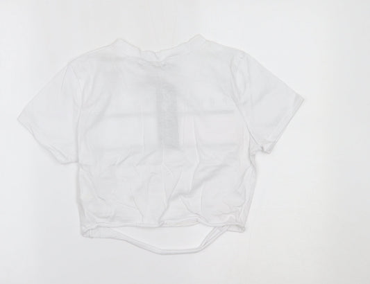 Womens UK Size S STYLEWISE White Cropped T-Shirt