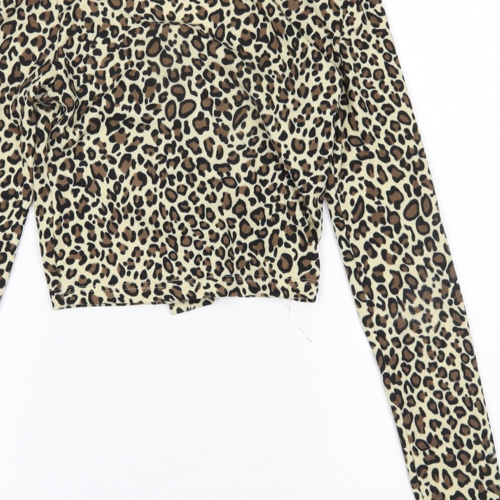 SheIn Womens Brown Animal Print  Cardigan Jumper Size XS