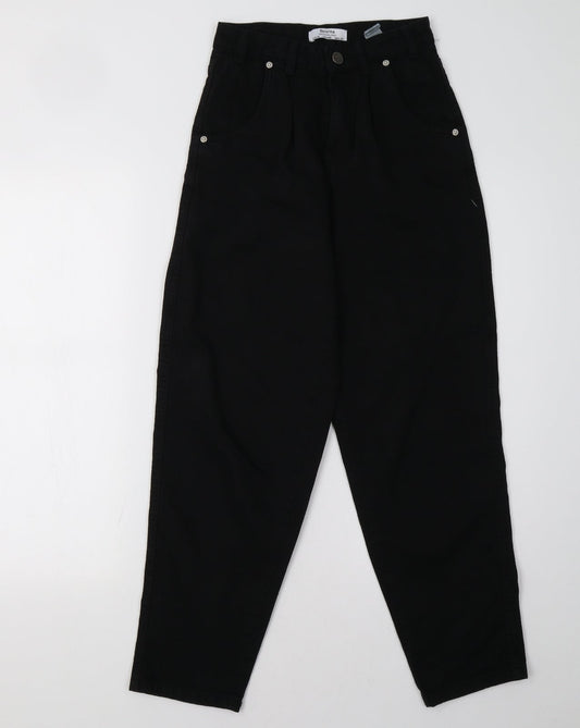 Womens UK Size 6 Bershka Regular Fit Mom Black Jeans