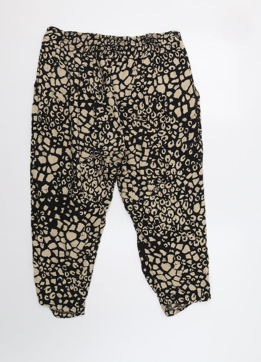 E-vie Womens Black Animal Print Trousers Size 14 L26 in