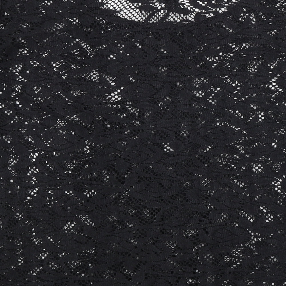 George Womens Black Floral Basic Blouse