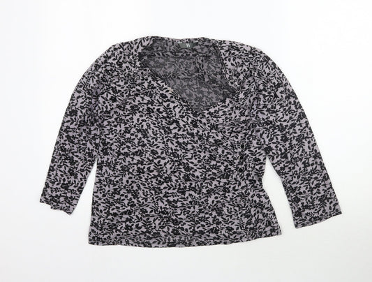 Womens UK Size L W Grey Wrap Blouse