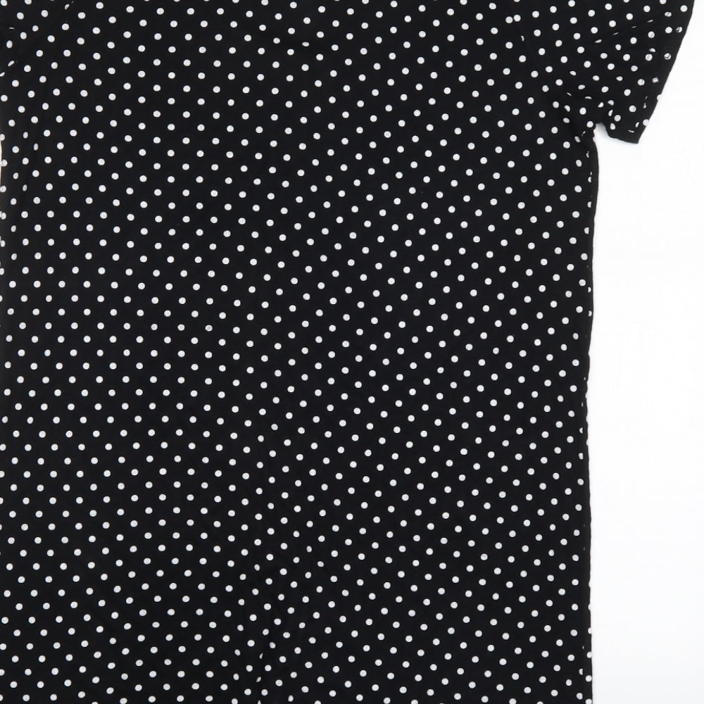 Boohoo Womens Black Polka Dot Shirt Dress Size 10
