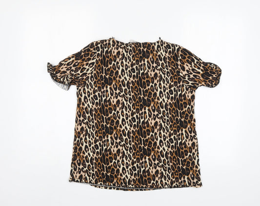 TU Womens Multicoloured Animal Print Basic Blouse Size 8