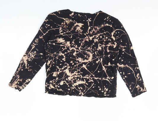 TU Womens Black Geometric Pullover Jumper Size S