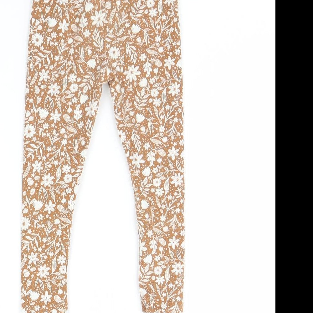 TU Girls Brown Floral Capri Trousers Size 18 Months