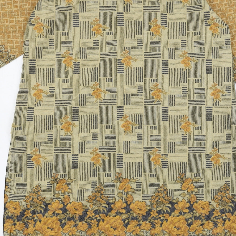 Bushra Khan Womens Multicoloured Geometric Basic Blouse Size L