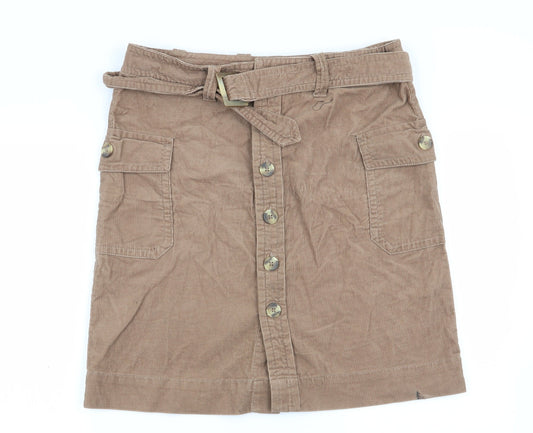 Additional front view of Old Navy women’s brown flare skirt, size UK 6