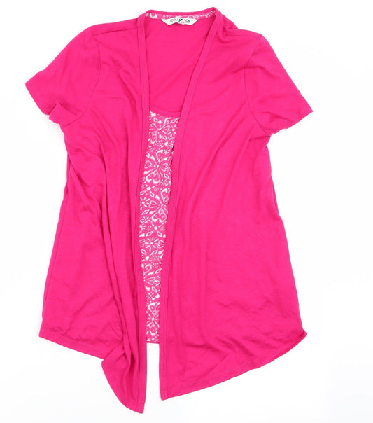 Womens UK Size 12 Debenhams Pink Basic T-Shirt