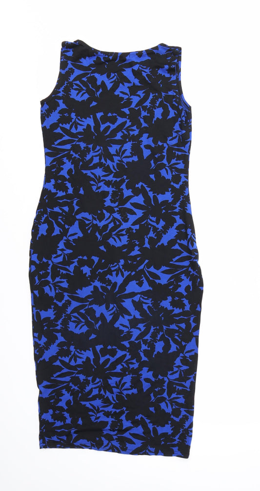 Select Womens Blue Floral Fit & Flare Size 8