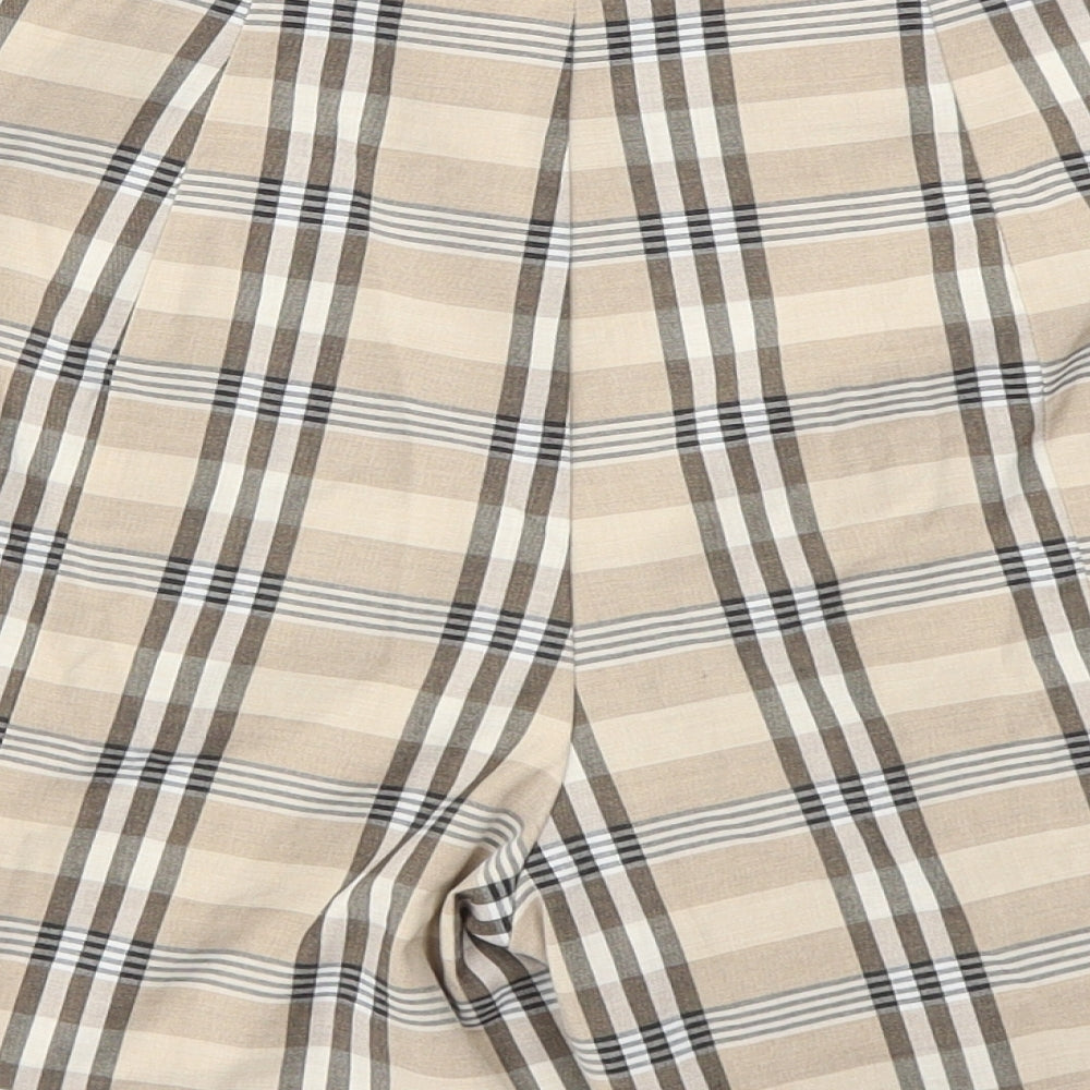 MNG Womens Brown Check  Cut-Off Shorts Size 30 in