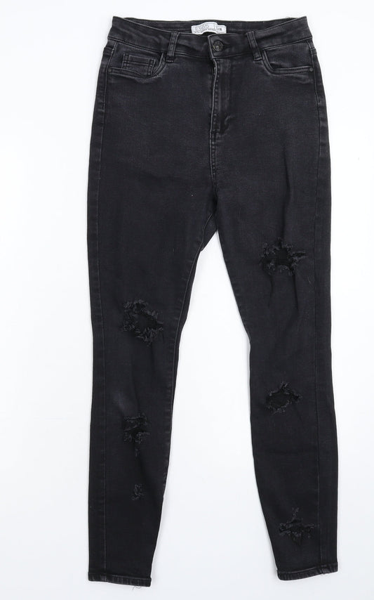 Additional front view of Denim 365 women’s black denim jegging jeans, size UK 10, 26-inch leg